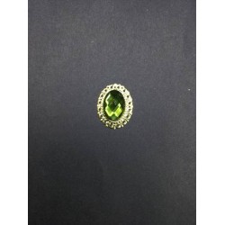 Yeşil Kristal Taşlı Oval Broş
