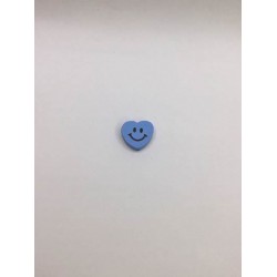 Mavi Gülücüklü Kalp Ahşap Emzik Zinciri Boncuğu