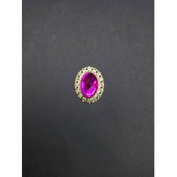 Mor Kristal Taşlı Oval Broş