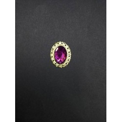 Mor Kristal Taşlı Oval Broş