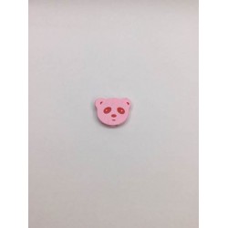 Pembe Renk Panda Desenli Ahşap Emzik Zinciri Boncuğu