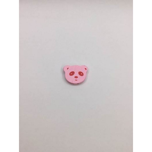 Pembe Renk Panda Desenli Ahşap Emzik Zinciri Boncuğu